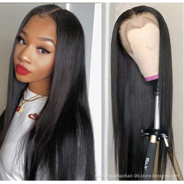 Wholesale Indian hair Transparent lace wig long glueless shy double drawn virgin hair straight swiss lace hd lace frontal wig